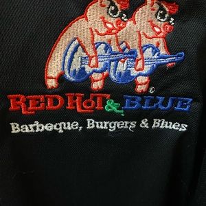 Red hot and blue bbq & blues restaurant polyester men’s shirt size3x